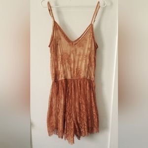 Pretty Rust Orange lace Romper Charlotte Russe NEW